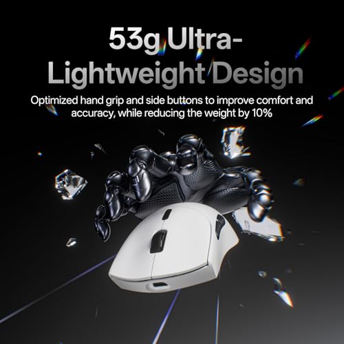 Rapoo VT7 Wireless Gaming Mouse, True 8K Wireless Polling Rate, 53g Lightweight, Up to 750 Hr Battery, Nordic nRF54L15 MCU, 100-Million Mechanical Switch, 10 Programmable Buttons, White by Rapoo - Used condition - Image 3