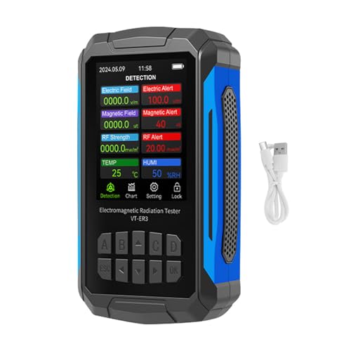 BTSEURY Radiation Tester, Electromagnetic Field Radiation Detector, 2.8in TFT Color Display Rechargeable 5 in 1 Radiation Dosimeter (Black)