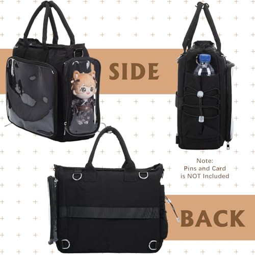 Bolsa Tote Grande Ita Mochila Bandolera Negra Kawaii miniatura 6