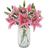 flores fácil maintainartificial están nunca se marchitan para la decoración del hogar a largo plazo y sin límite de temporada, sin maintaince, buena opción para las personas que les gusta lily, pero no tiene tiempo para tratar con flores frescas.