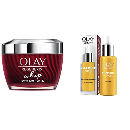 Olay Regenerist Whip SPF Face Moisturiser 50ml with Niacinamide & Vitamin C + AHA24 Day & Niacinamide For Bright And Even Skin Tone, 40ml