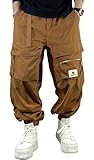 MOKEWEN Men's Techwear Pocket Elastic Waist Flower Sport Jogger Harem Cargo Pants 31