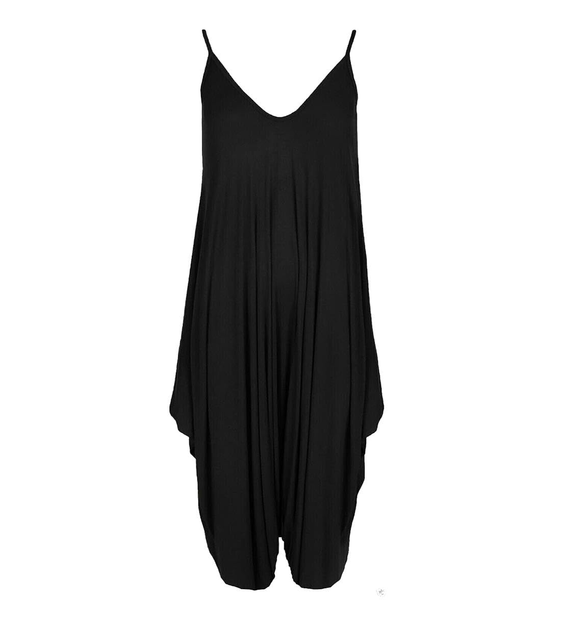 Real Life Fashion Ltd Women's Black Sleeveless V Neck Hareem Jumpsui#( Plain Sleeveless V Neck Romper Jumpsuit#Uk 24-26#)
