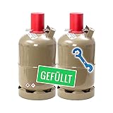 Bluecraft 2X Camping Propan Gas-Flasche gefüllt - 5kg Eigentum Gasflasche mit Gasregler-Schlüssel + Magnet für Gas-Grill, Gas-Kocher, Wohnwagen, Heizung etc.