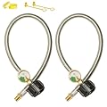 15 Inch RV Propane Hose Replacement with Gauge, 2 Pack - Stainless Steel Braided Hose for RV Two-Stage Regulator - 1/4" Male NPT & QCC1 Inlet, 350PSI