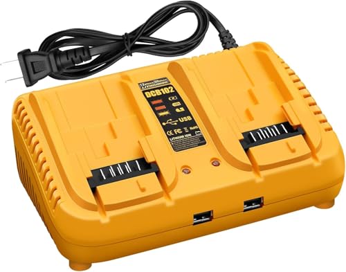 12/20V Max Battery Charger Replacement for Dewalt DCB104 Compatible with 12V 20V Max Lithium Battery DCB203 204 205 206 201 120 127 Charger 2-Port Simultaneous Charging