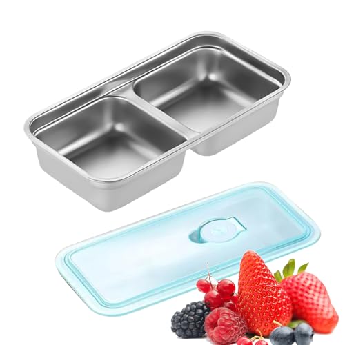 Genérico Recipientes Para Snacks Con Compartimentos | Recipientes Divisorios Para Alimentos Y Snacks - Reutilizable Doble Compartimento, Bandeja Organizadora Para Trabajo, Viajes Y Acampada