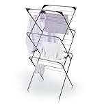 Minky 3 Tier Essentials Indoor Clothes Airer, 14m Drying Space, Holds Up to 15kg, Foldable Clothes Airer, Drying Rack with Hanger Corners & Non-Slip Feet, Black
