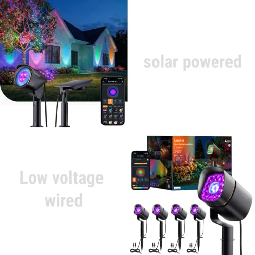 Linkind-US Linkind 1 Pack Smart Solar Spotlights SL6C & 4 Pack Smart RGB Low Voltage Spotlights SL6LV