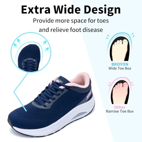 Wide Toe Box Shoes Women Arch Support Walking Sneakers Plantar Fasciitis Orthotic Wide Width Tennis Shoes US 6-112