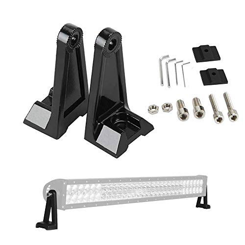 Light Bar Side Brackets Universal Side Mounting Brackets Kit for Jeep Offroad Truck Mounting Double Row LED Work Light Bar (Pair Black)