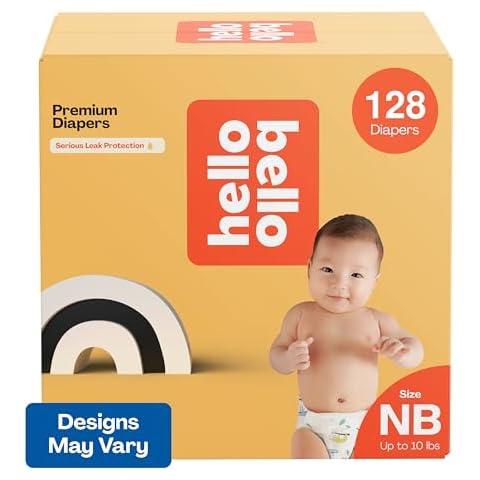 Hello Bello Premium Diapers, Size Newborn (NB - Up to 10 lbs) Surprise Pack for Boys - 128 Count, Hypoallergenic with Soft, Cloth-Like Feel - Assorted Boy & Gender Neutral Patterns Cover