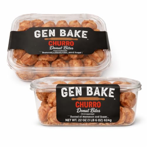 Gen Bake Churro Donut Bites Pack of 2, Cinnamon Sugar Dessert Bites, Soft & Sweet Bakery Snack, Treats, 22 oz Each (44 oz Total)