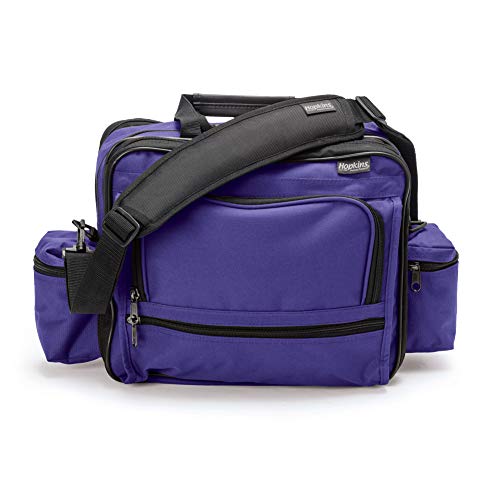 Hopkins Medical Products Mark V Shoulder Bag, Hipaa Compliant Lockable Zippers, Adjustable Straps, Reinforced Bottom, Fold-Down Compartment, 13 Inch X 11.25 Inch X 7.5 Inch, Purple #TOP27