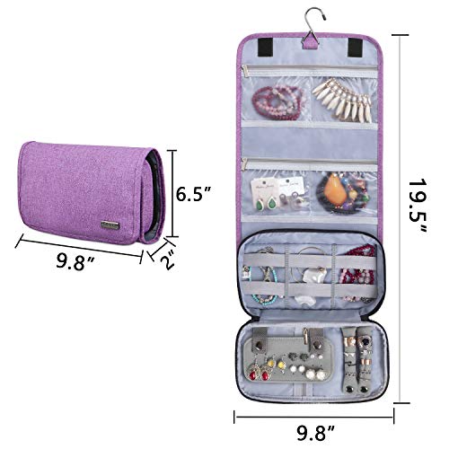 Teamoy Jewelry Roll Bag Travel Hanging Jewelry Organizers - Perfect For Business Trips, Purple (Accessories Not Included) #TOP4