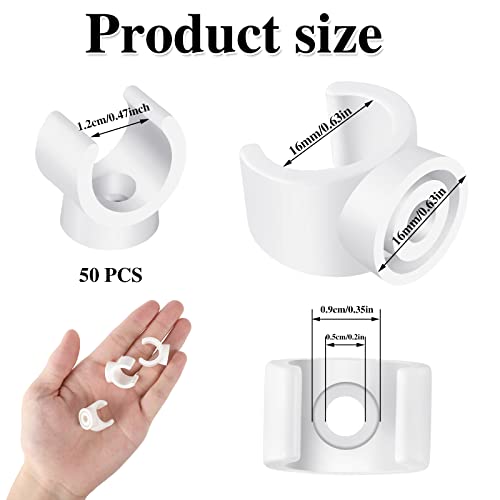 50 Packs 1/2 Inch Pex Clips, 16 Mm Pipe Clamp Pipe Holder Pex Tubing Clamps Pvc Water Pipe Support Hangers U-Hook Plastic Pipe Clamp Tools, White #TOP1