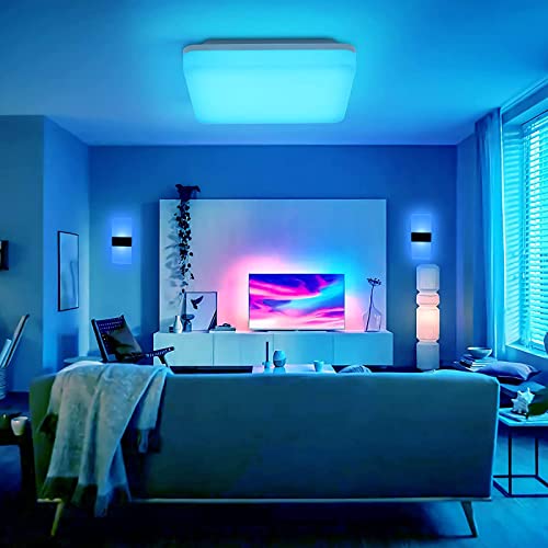 Ankboy Rgb Led Wall Light Usb Battery Powered, Acrylic Wall Lamp Dimmable Wall Sconce With Remote Control, Indoor Atmosphere Lighting Night Lights For Kids Room Bedroom Aisle Corridor, Black, 2 Pcs #TOP4