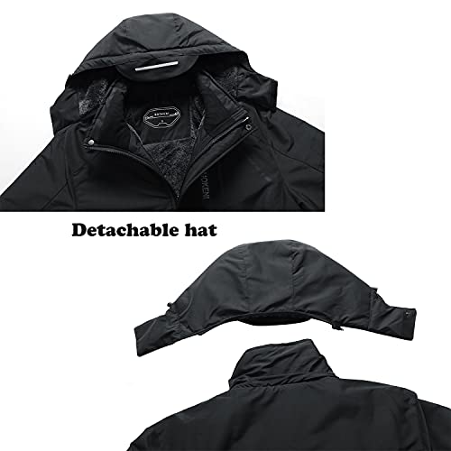 SUOKENI Men's Waterproof Ski Jacket Warm Winter Snow Coat Hooded Raincoat Medium