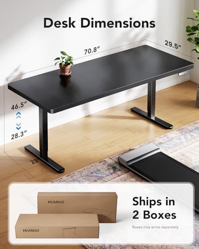 HUANUO 71 x 30 inch Electric Standing Desk, Large Height Adjustable Gaming Desk and Computer Table, Brushless Motor Sit Stand Up Desk for Home Office, 4 Memory Preset - Image 4