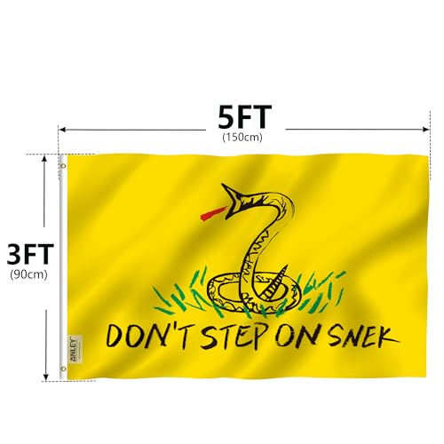 Anley Fly Breeze 3x5 Foot Don't Step on Snek Flag - Vivid Color and Fade Proof - Canvas Header and Double Stitched - No Step on Me Flags Polyester with Brass Grommets 3 X 5 Ft