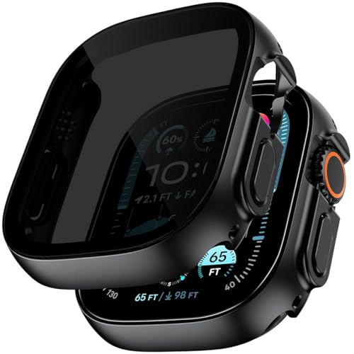Jurqqer 2 Stück Schutzhülle mit [Anti-Spy] Displayschutz für Apple Watch Ultra 3/2 /Ultra 49mm,Ultra-dünne Anti-Fall Kra...