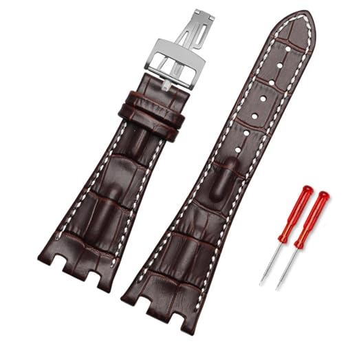 Bracelet de montre en cuir pour AP Royal Oak 28mm style cranté d'exception