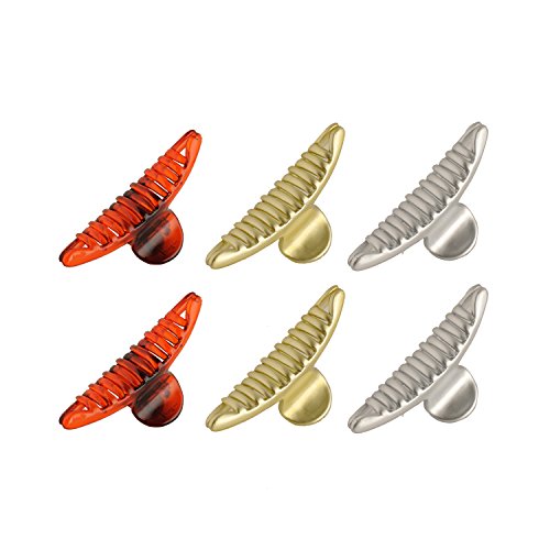 Image of Accessher Black Acrylic Material Medium Size Butterfly Clips /Claw Clips /Hair Clutchers Clips with Tight Grip for Women and Girls (Pack of 6) (Silver:Gold)