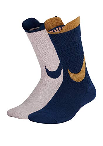 Nike Girl`s Swoosh Lightweight Crew Socks 2 Pairs (Multicolor 2, Medium)