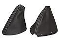 Für Nissan 350Z 2002–2008 MANUELLE Gear & Handbremsmanschette schwarz Italienisches Leder grau Stitch