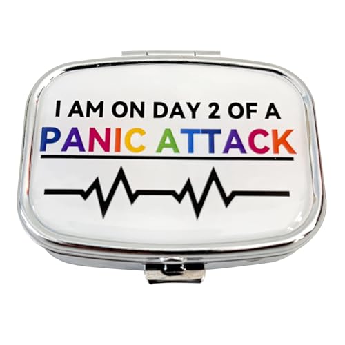 Mini Pill Box for Purse?Cute Pill Organizer, Compact Portable Travel Pill Case, Funny Gifts for Anxiety Sufferers & Medication Users, Metal Pill Container to Hold Tylenol, Vitamins/Fish Oil/Meds