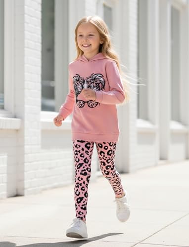 Image of PATPAT Girls 2 Piece Outfits Long Sleeve Hoodie and Leggings Clothing Set Outfits for Girls 4-12Y Fall /Winter Outfits