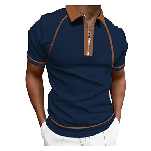 Camisas masculinas manga curta casual elegante gola dobrada camisetas para homens moda slim fit camisa de golfe camisetas presentes A03, Azul escuro, M