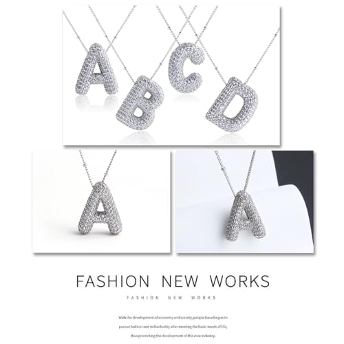 قلادة بدلاية على شكل حرف R من زد زاتشي بتصميم منتفخ أنيق حريمي وبناتي مرصع بالزركونيا المكعب