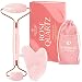 Plantifique – Rodillo Facial de Cuarzo Rosa 100% Auténtico – Masajeador Facial Antiarrugas Para Tonificar y Reafirmar la PIel (Rodillo de Cuarzo Rosa y Gua Sha)