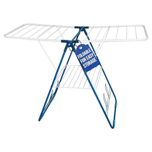 Strata Indoor Clothes Drying Rack Deluxe Y-Shape - Rustproof Laundry Dying Rack with Non-Slip Legs, 4 Arms, Heavy-Duty Tubular Steel Frame, Sturdy Hinges, Foldable Energy-Saving Indoor Drying Rack