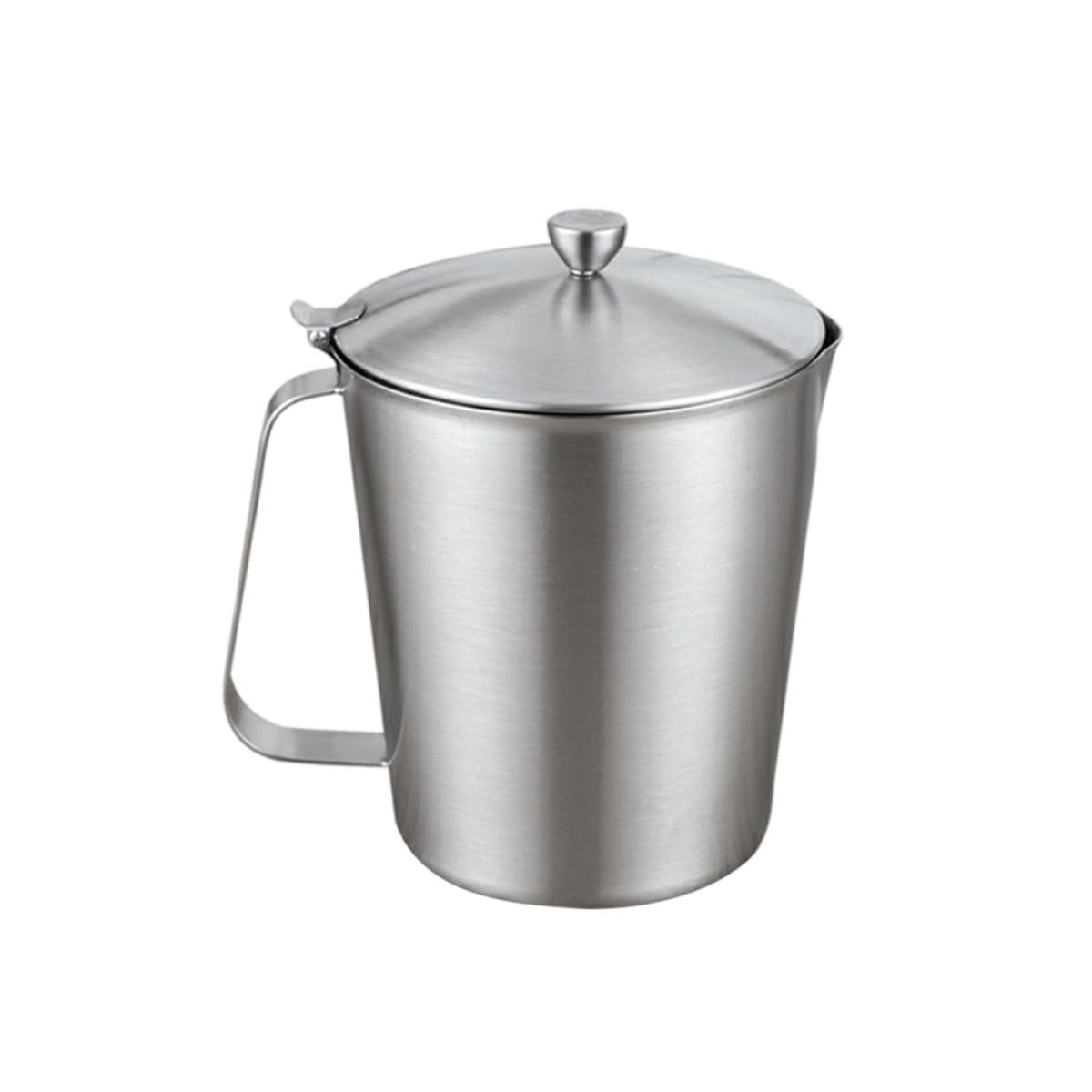 Misurino in Acciaio Inox con Coperchio Contenitore Latte e Caffè con Scala Graduata Antiruggine e Impiego Professionale per Latte Tè e Cappuccino