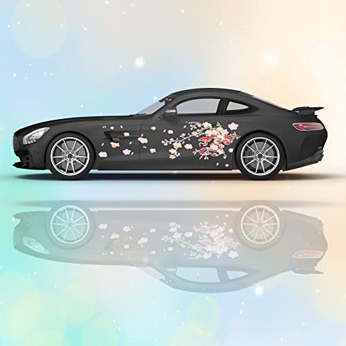 Image of 2PCS Cherry Blossoms Cherry Blossom Car Livery, Japanese Theme Side Car Vinyl Livery, Universal Size, Large Vehicle Graphics, Car Livery (13)