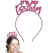 RhinestoneSash Birthday Headband for Women - Hot Pink Sparkle It's My Birthday Headband - Birthda...