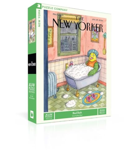 New York Puzzle Company - New Yorker Bird Bath - 500 Piece Jigsaw Puzzle for Adults by Roz Chast
