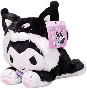 1 Pcs My Melody Cartoon Plush Stuffed Animal, Kuromi Plush Dolls,8 Inch Anime Cute Soft Cinnamoroll Plush Figure Toy, Soothe Kids Girl Fans Toys Gift Bag Filler Birthday Gift for Children (Black)