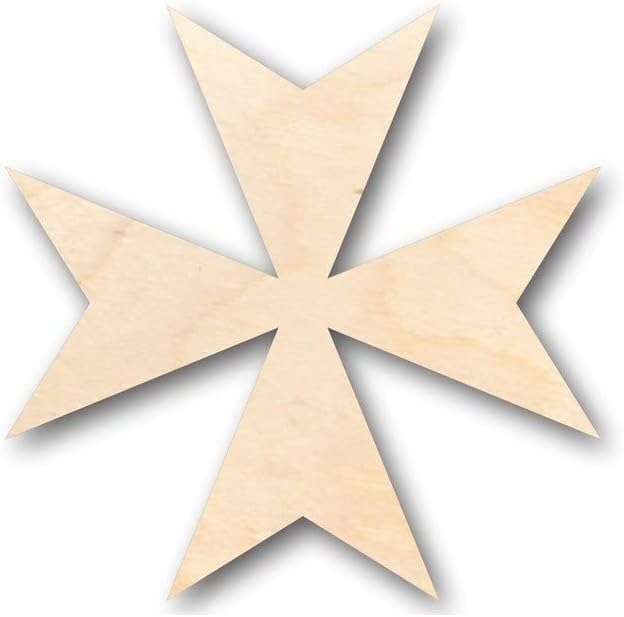 Unfinished Wood Maltese Cross Shape Malta Craft up to 46" DIY 18" / 1/2"