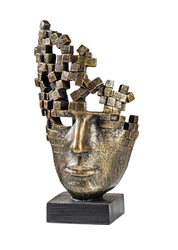 Casablanca Skulptur Male Mask, Deko Figur Bronze, Kunstharz Statue Wohnzimmer, Büro Dekoration H. 30 cm x B. 16 cm - Moderne Skulpuren, Bürodekoration