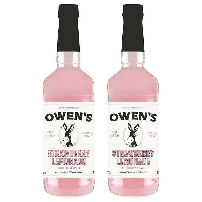 Owen’s Craft Mixers Exclusive Strawberry Lemonade 2 Pack | Handcrafted in USA | Premium Ingredients | Vegan & Gluten-Free Soda Mocktail & Cocktail Mixer
