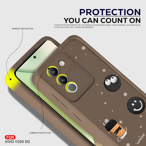 Image of AESTMO Back Case Cover for Vivo Y200 5G | Cute Fun Cartoon 3D Ball | Coffee Silicone Case | Full Body Protection | Camera Protection Back Cover for Vivo Y200 5G (Brown)