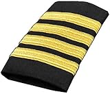 AeroPhoenix - Pilot Four Bar Epaulets - Captain - Gold Metallic on Black