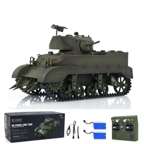wheelfun Henglong 1/16 RTR 2.4Ghz RC Tank US M5A1 Stuart VI Remote Control Light Tank Turret rotates...