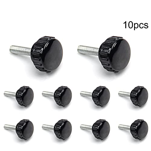 Image of Othmro 10Pcs M5 x 20mm Male Thread Knurled Clamping Knobs Grip Thumb Screw on Type Round Head Screw Black Plastic Bakelite Straight Handle Thread Screw Ball Knob for Drill Press Lathe