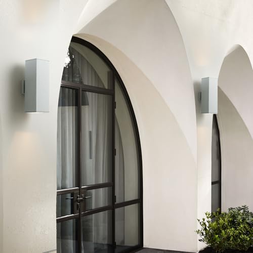 Image of mirrea 18 inch Modern Outdoor Porch Light in 2 Lights, Matte White, 2 Pack