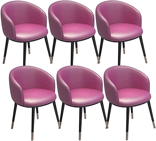 SJIALEN Modern Dining Chairs Set of 6, for Living Room Reception Office Chairs PU Leather Seat Backrest Metal Legs Kitchen Chairs Kitchen Chair (Color : Rose, Size : 42x42x75cm)