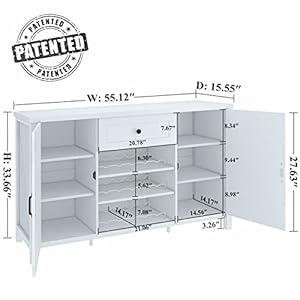 Fatorrikitchensideboardbuffetstoragecabinetwithwinerackcoffeebarcabinetwithdraweranddoorfarmhousecredenzacupboardfordiningwhiteoak Urban Country Home Decor Fatorri kitchen sideboard buffet storage cabinet with wine rack coffee bar cabinet with drawer and door farmhouse credenza cupboard for dining white oak urban country home decor